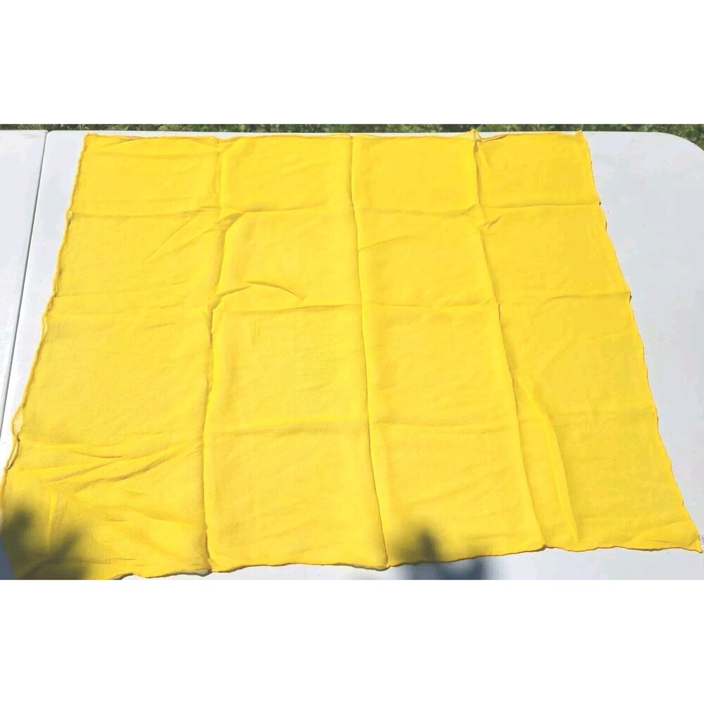 Vintage Yellow Scarf RN 3988 Japan Handrolled 61 vinal 39 Silk 26"X 20"
